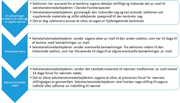 Beskrivelse af proces i nævnet i Danske Fysioterapeuters arbejdsmarkedsmodel